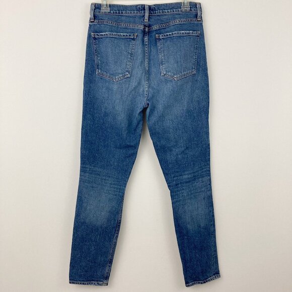Agolde Nico High Rise Slim Fit Jeans Size 28 Button Fly Blue Cotton Stretch - Picture 3 of 11